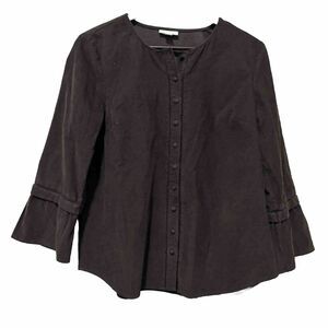 J Jill Womens Plus Small Brown Corduroy Tunic Top Long Sleeve Shirt